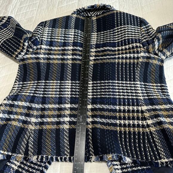 Ann Klein Factory Woven Blazer Jacket Lined Size 8 Navy Black White Tan - Picture 9 of 10